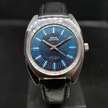 Vintage Original HMT Avinash Hand Winding 17 Jewels Blue Face Men's Wrist Watch HM70