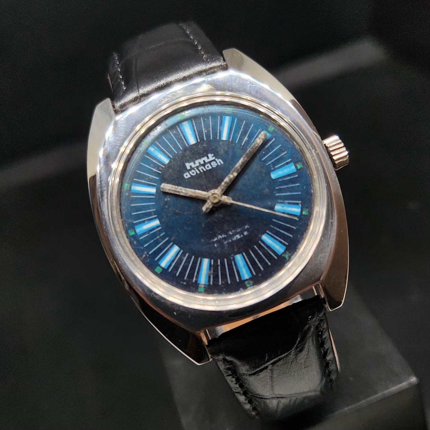 Vintage Original HMT Avinash Hand Winding 17 Jewels Blue Face Men's Wrist Watch HM70