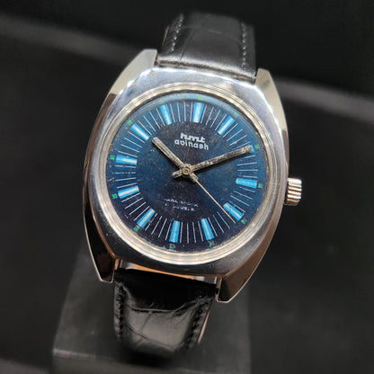 Vintage Original HMT Avinash Hand Winding 17 Jewels Blue Face Men's Wrist Watch HM70