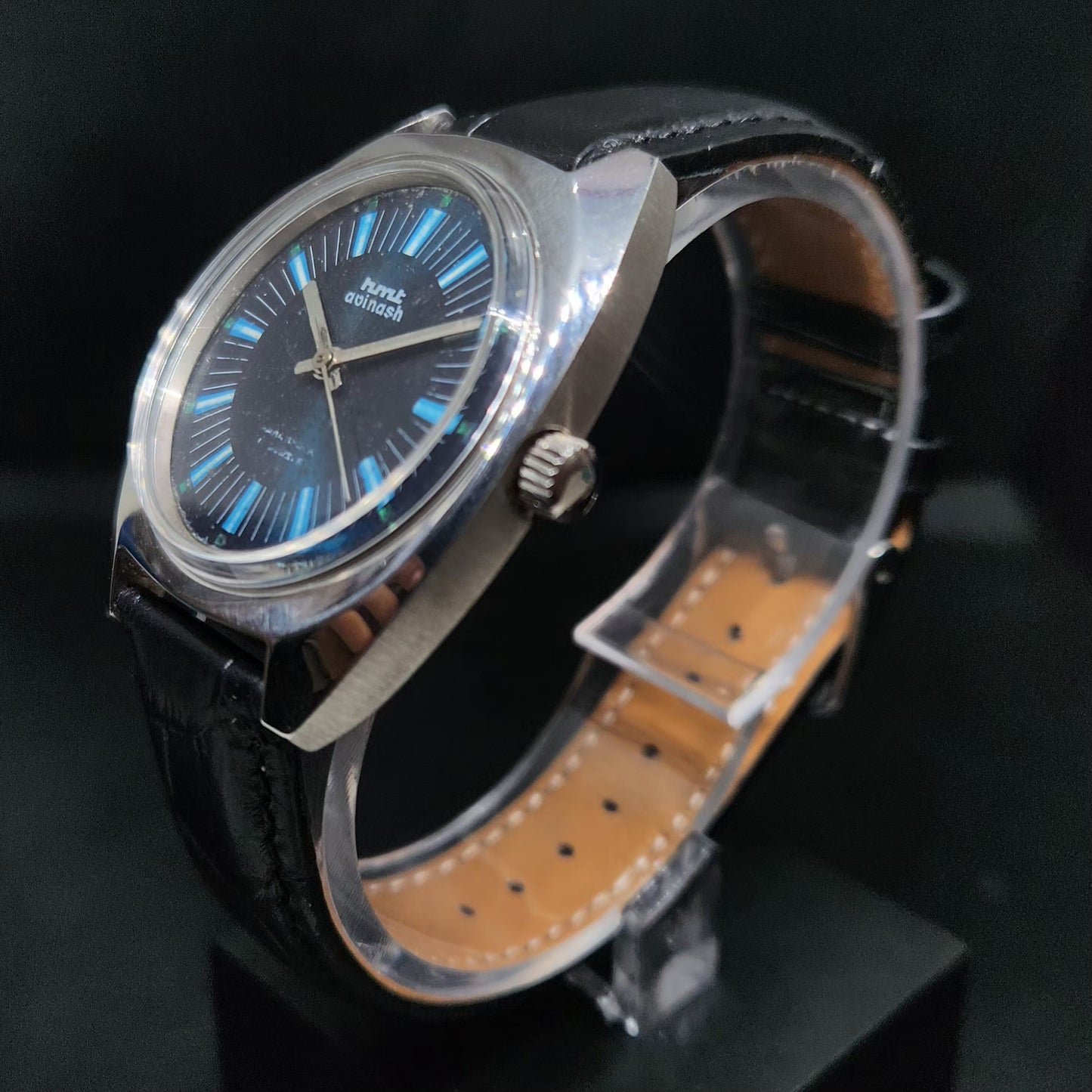 Vintage Original HMT Avinash Hand Winding 17 Jewels Blue Face Men's Wrist Watch HM70