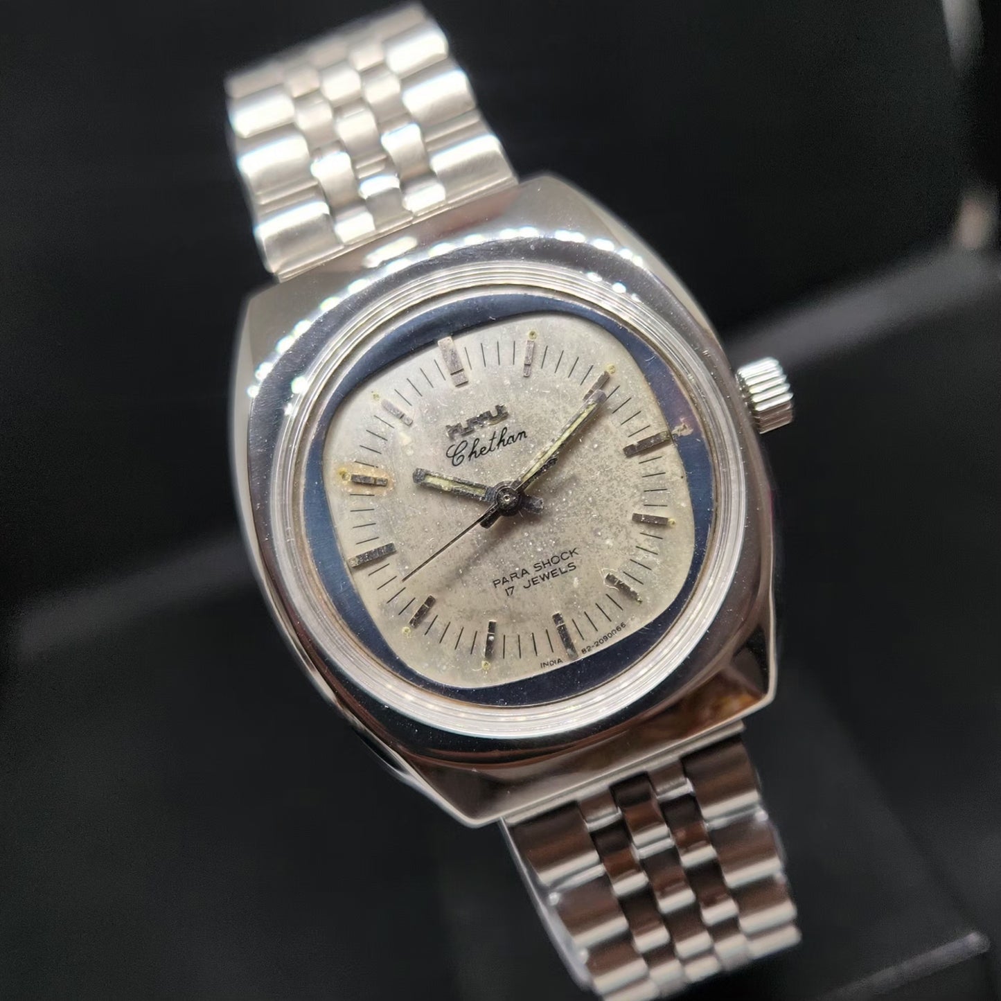 Vintage Original HMT Chethan Hand Winding 17 Jewels Silver Face Men's Wrist Watch HM71
