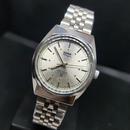 Vintage Original HMT Shreyas Hand Winding 17 Jewels Silver Face Men's Wrist Watch HM72