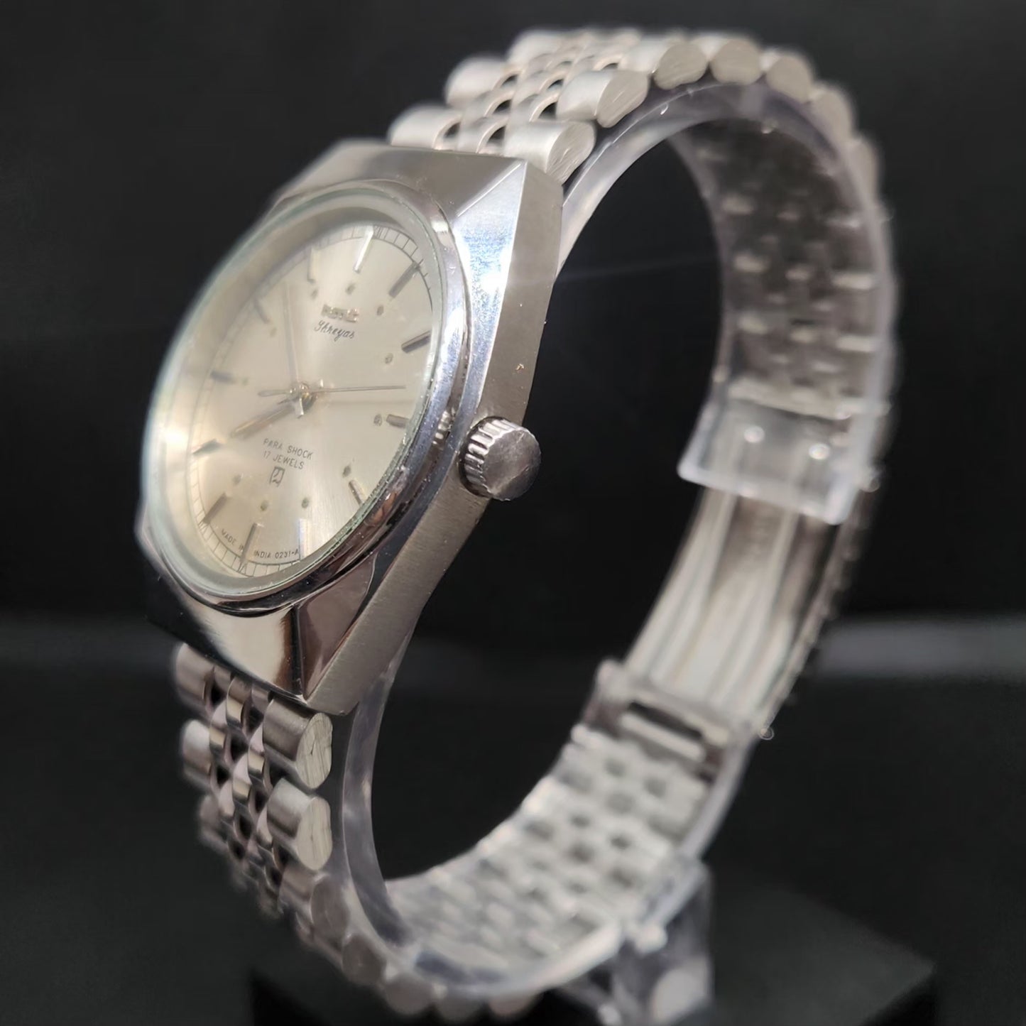 Vintage Original HMT Shreyas Hand Winding 17 Jewels Silver Face Men's Wrist Watch HM72