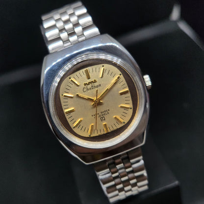 Vintage Original HMT Chethan Hand Winding 17 Jewels Gold Face Men's Wrist Watch HM72