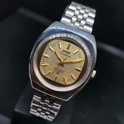 Vintage Original HMT Chethan Hand Winding 17 Jewels Gold Face Men's Wrist Watch HM72