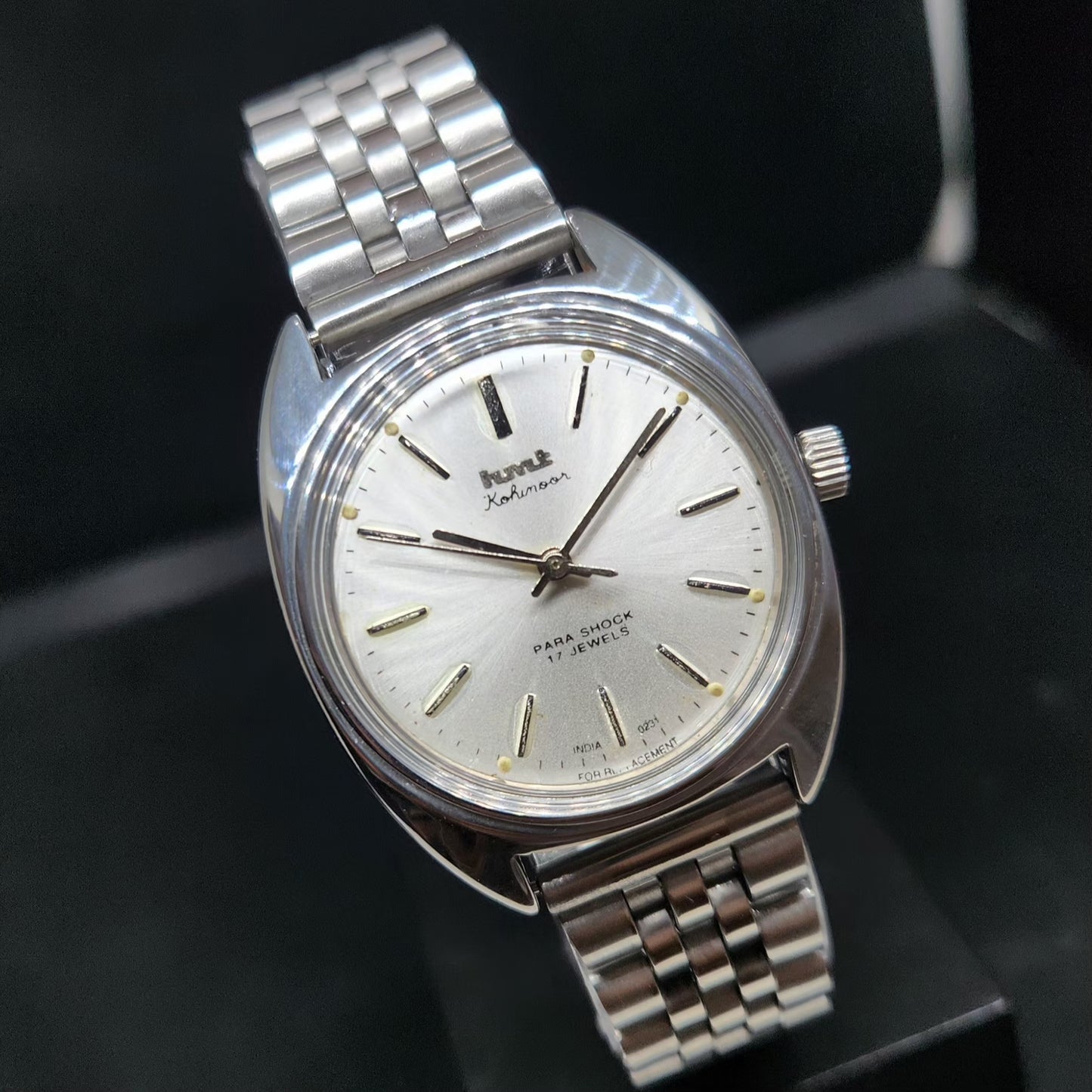 Vintage Original HMT Kohinoor Hand Winding 17 Jewels Silver Face Men's Wrist Watch HM73