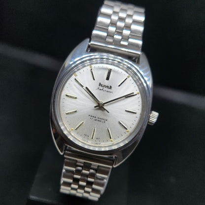 Vintage Original HMT Kohinoor Hand Winding 17 Jewels Silver Face Men's Wrist Watch HM73