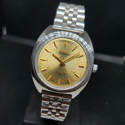 Vintage Original HMT Kohinoor Hand Winding 17 Jewels Gold Face Men's Wrist Watch HM74