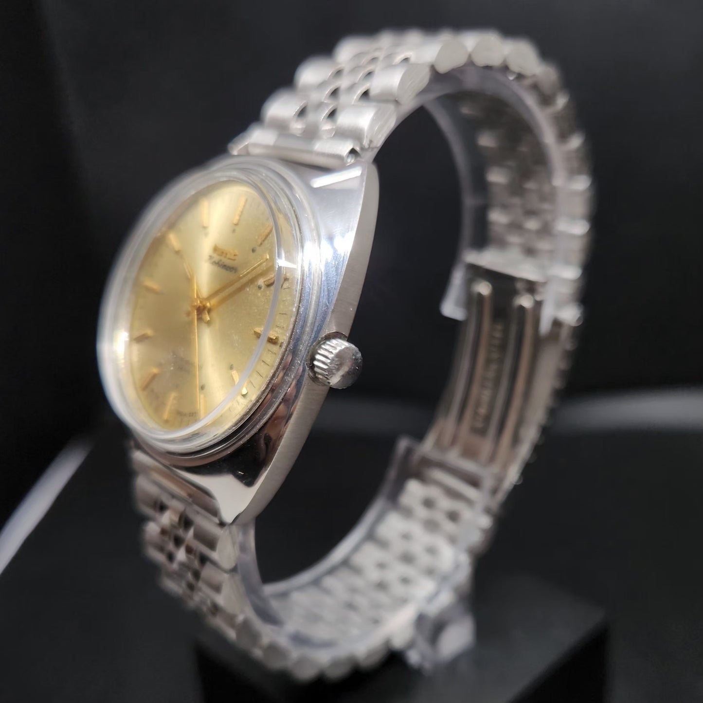 Vintage Original HMT Kohinoor Hand Winding 17 Jewels Gold Face Men's Wrist Watch HM74