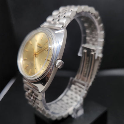 Vintage Original HMT Kohinoor Hand Winding 17 Jewels Gold Face Men's Wrist Watch HM74