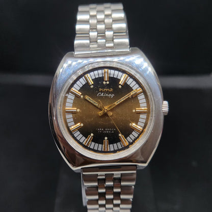 Vintage Original HMT Chirag Hand Winding 17 Jewels Brown Face Men's Wrist Watch HM74