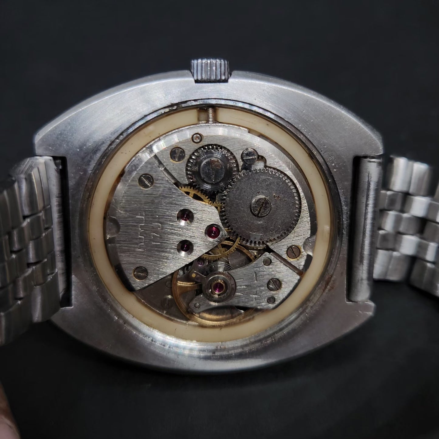 Vintage Original HMT Chirag Hand Winding 17 Jewels Brown Face Men's Wrist Watch HM74