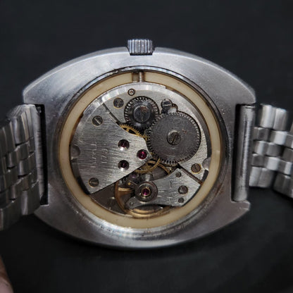Vintage Original HMT Chirag Hand Winding 17 Jewels Brown Face Men's Wrist Watch HM74