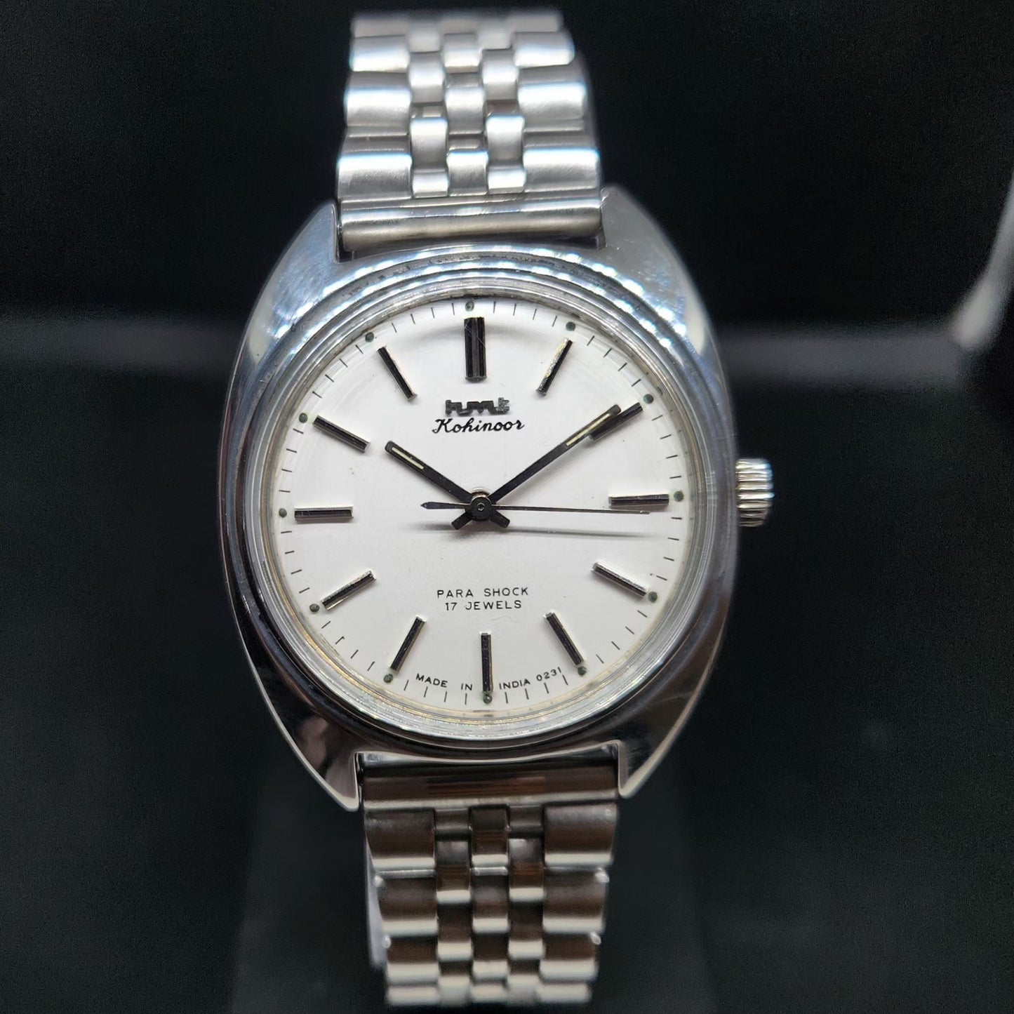 Vintage Original HMT Kohinoor Hand Winding 17 Jewels White Face Men's Wrist Watch HM75