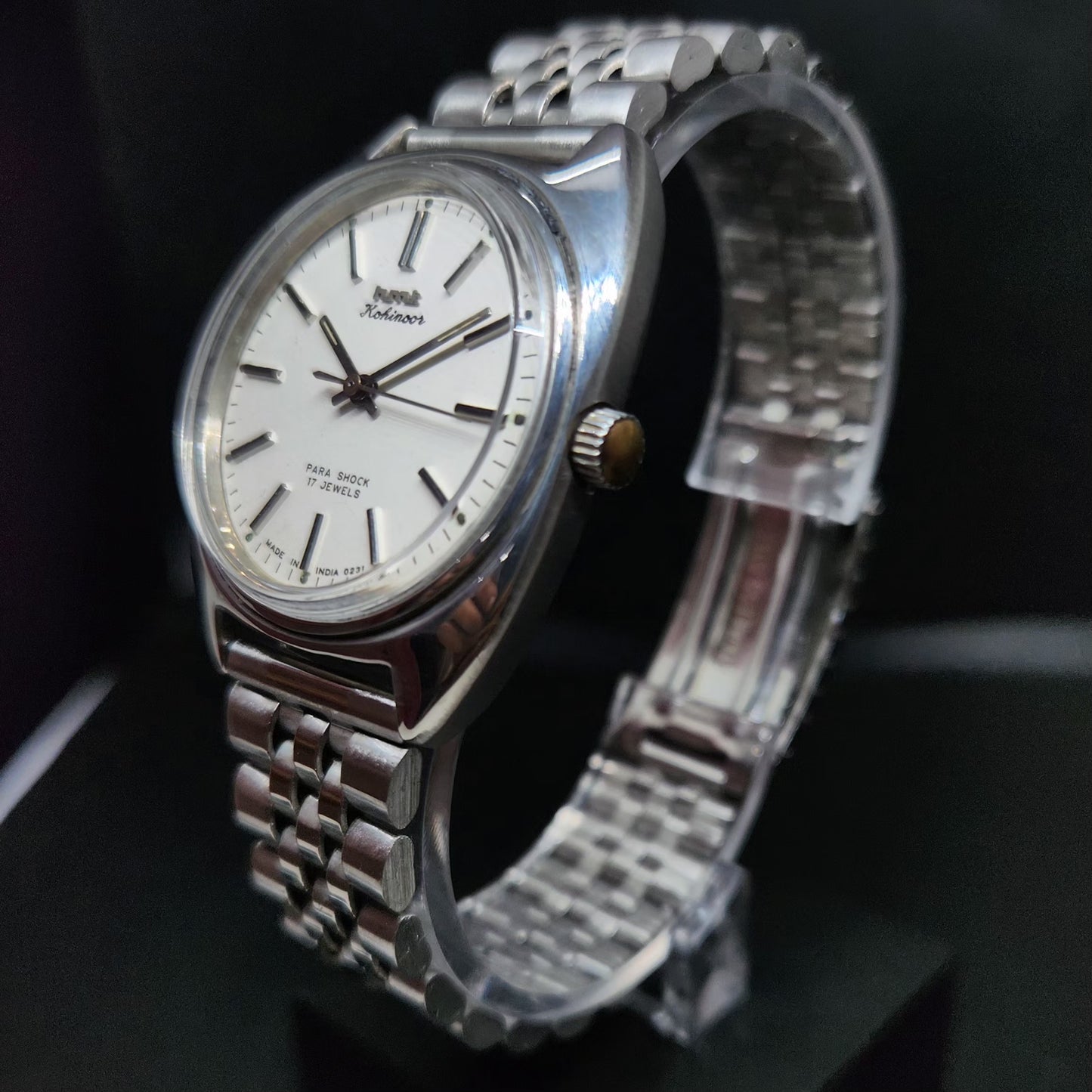 Vintage Original HMT Kohinoor Hand Winding 17 Jewels White Face Men's Wrist Watch HM75