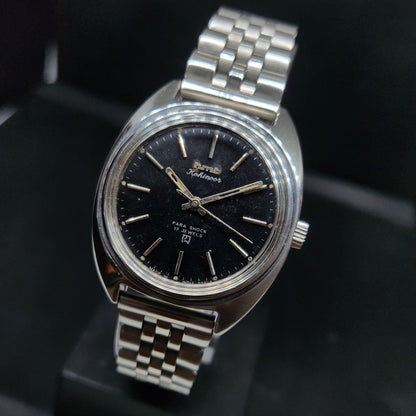 Vintage Original HMT Kohinoor Hand Winding 17 Jewels Black Face Men's Wrist Watch HM76