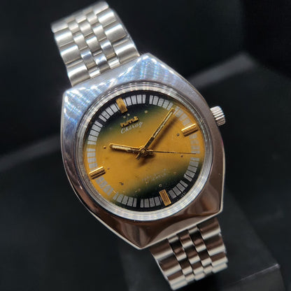 Vintage Original HMT Chirag Hand Winding 17 Jewels Gold Face Men's Wrist Watch HM77