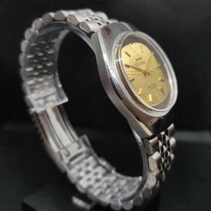 Vintage Original HMT Chethan Hand Winding 17 Jewels Gold Face Men's Wrist Watch HM78