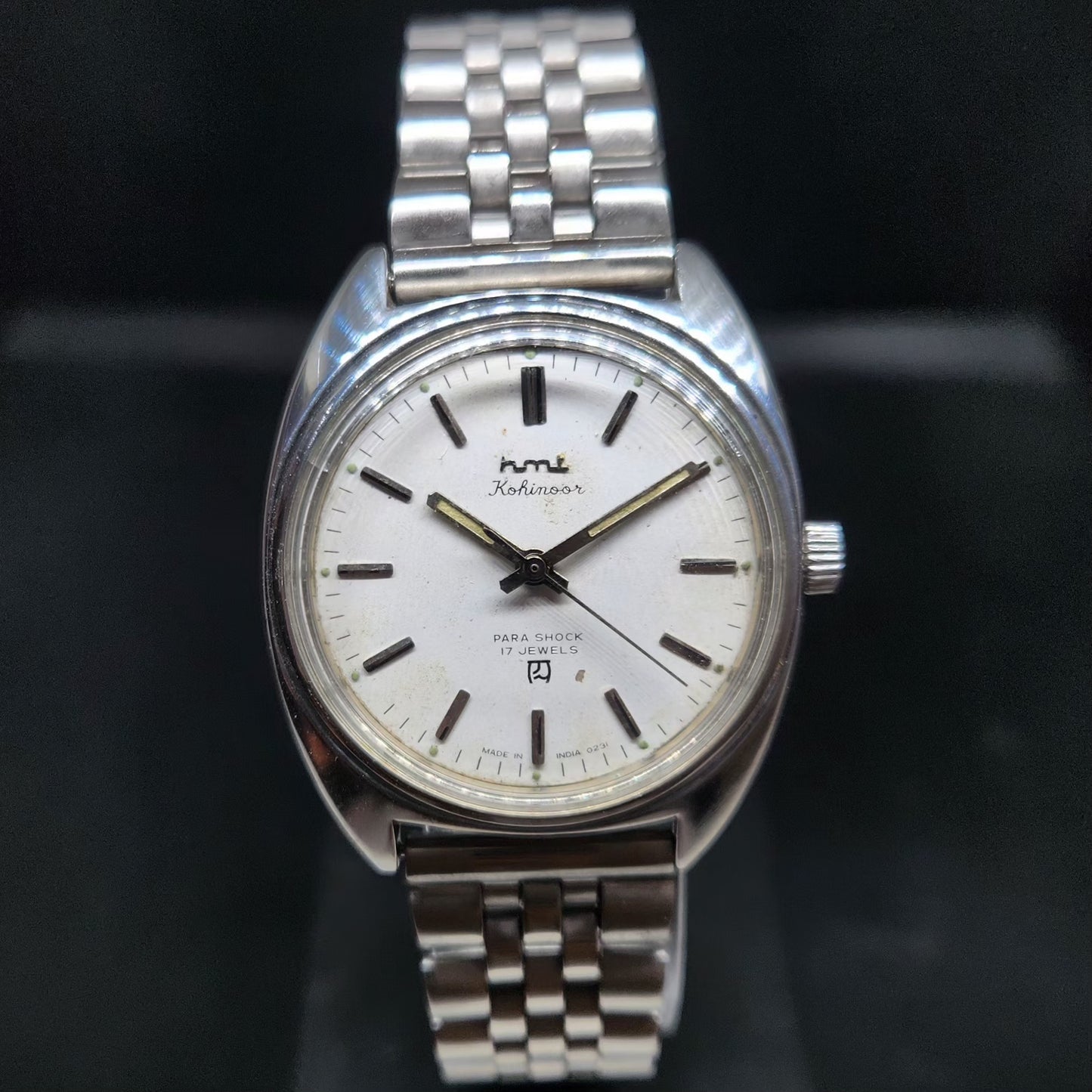 Vintage Original HMT Kohinoor Hand Winding 17 Jewels White Face Men's Wrist Watch HM79