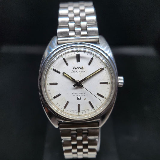 Vintage Original HMT Kohinoor Hand Winding 17 Jewels White Face Men's Wrist Watch HM79