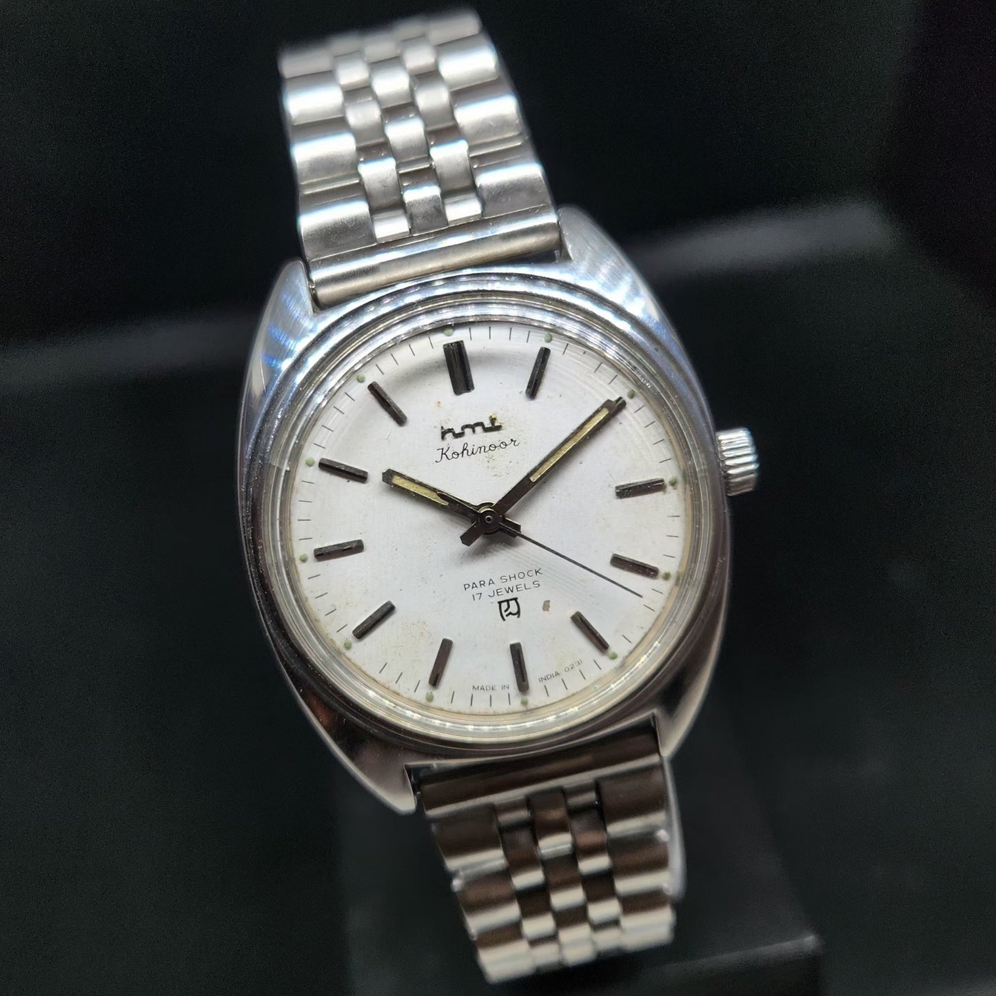 Vintage Original HMT Kohinoor Hand Winding 17 Jewels White Face Men's Wrist Watch HM79