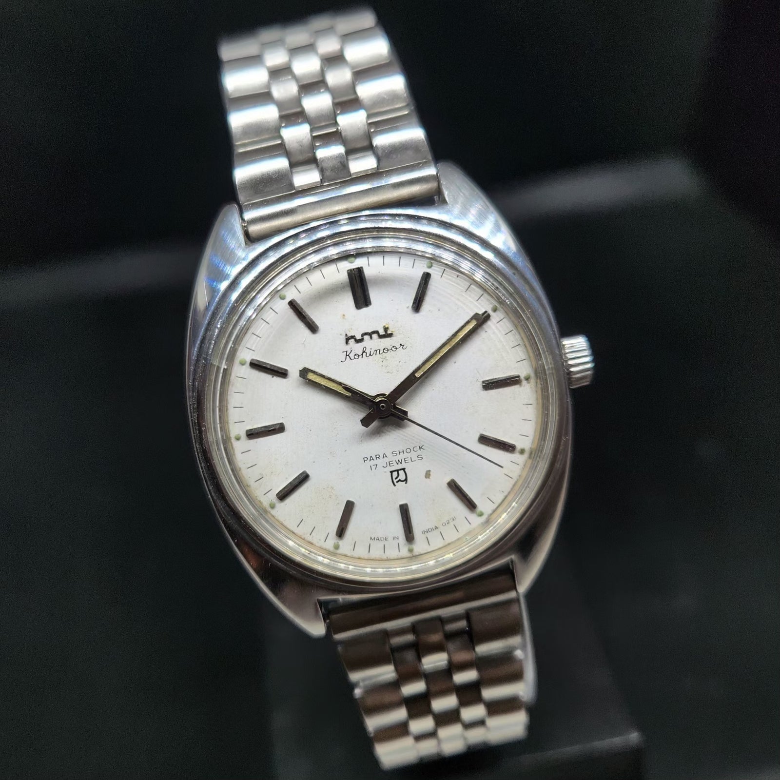 Vintage Original HMT Kohinoor Hand Winding 17 Jewels White Face Men's Wrist Watch HM79