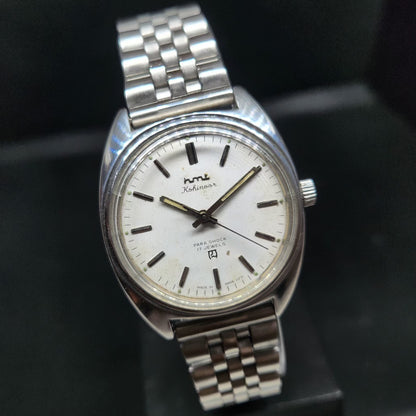 Vintage Original HMT Kohinoor Hand Winding 17 Jewels White Face Men's Wrist Watch HM79