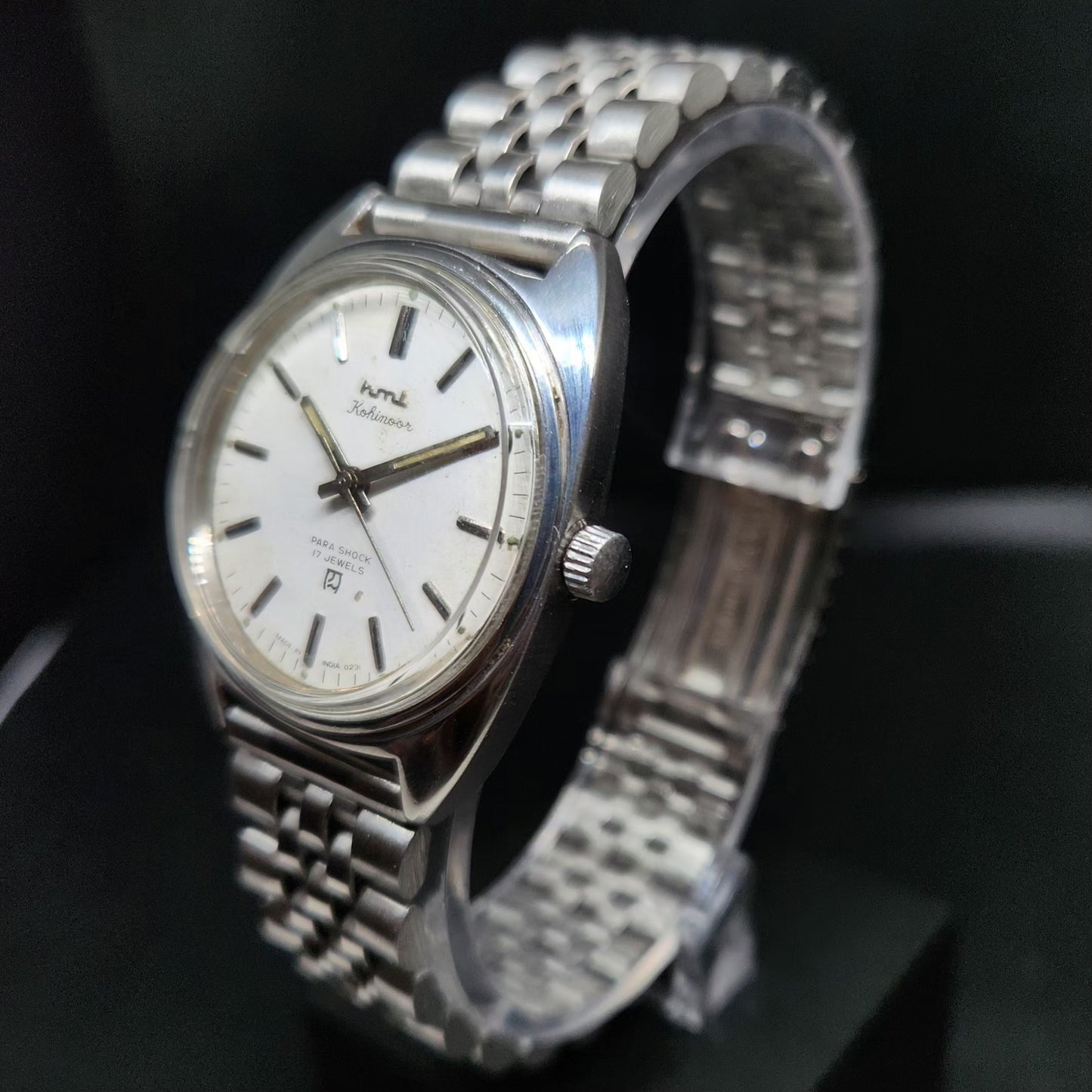 Vintage Original HMT Kohinoor Hand Winding 17 Jewels White Face Men's Wrist Watch HM79