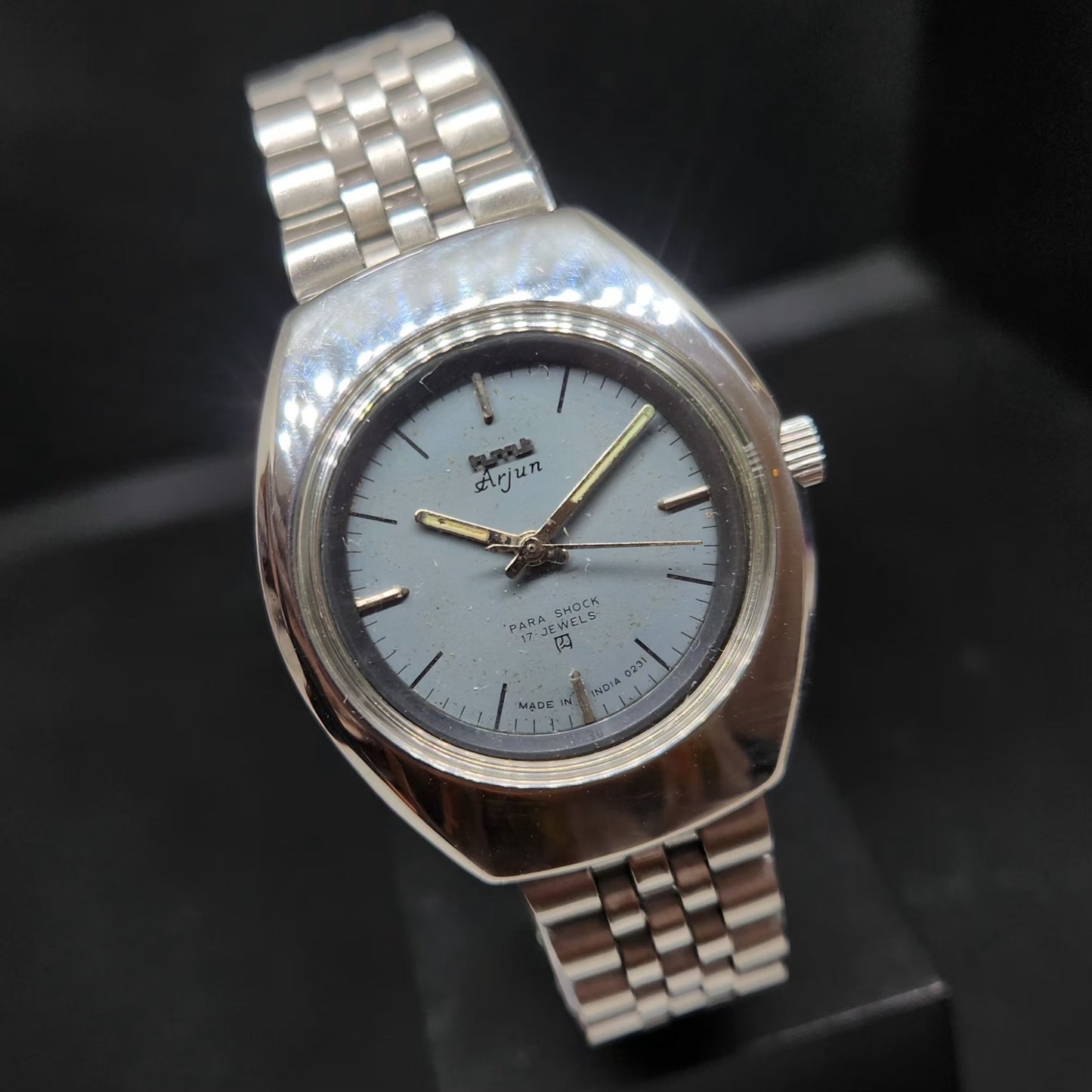 Vintage Original HMT Arjun Hand Winding 17 Jewels Grey Face Men's Wrist Watch HM80