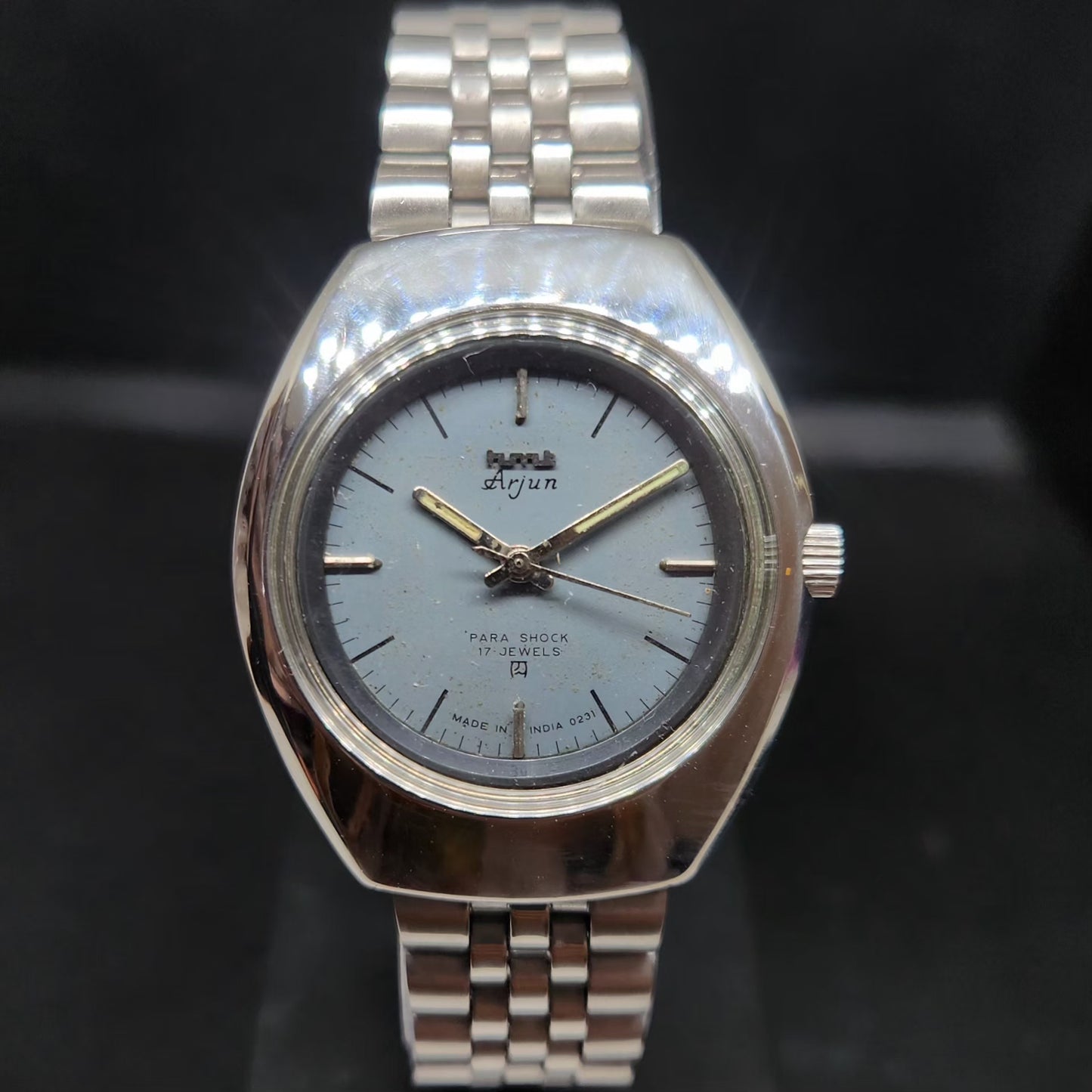 Vintage Original HMT Arjun Hand Winding 17 Jewels Grey Face Men's Wrist Watch HM80