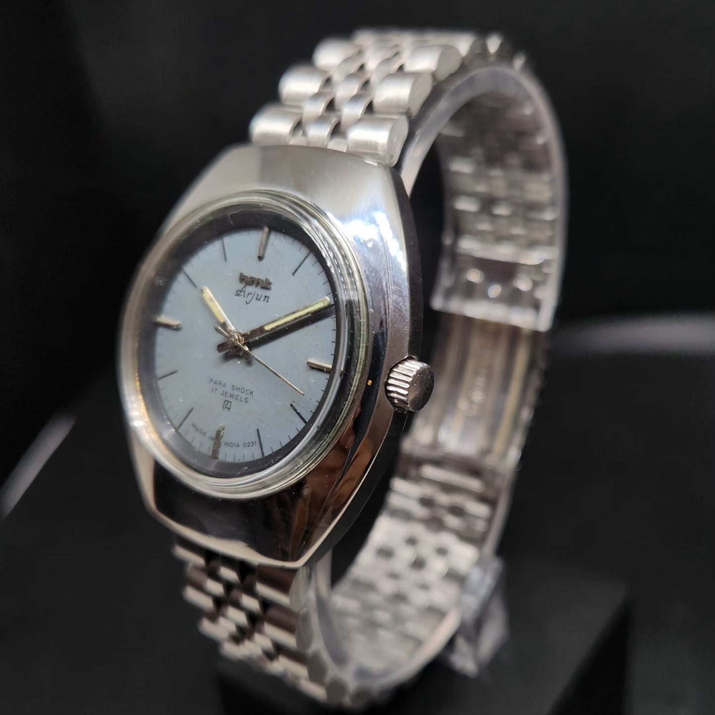 Vintage Original HMT Arjun Hand Winding 17 Jewels Grey Face Men's Wrist Watch HM80
