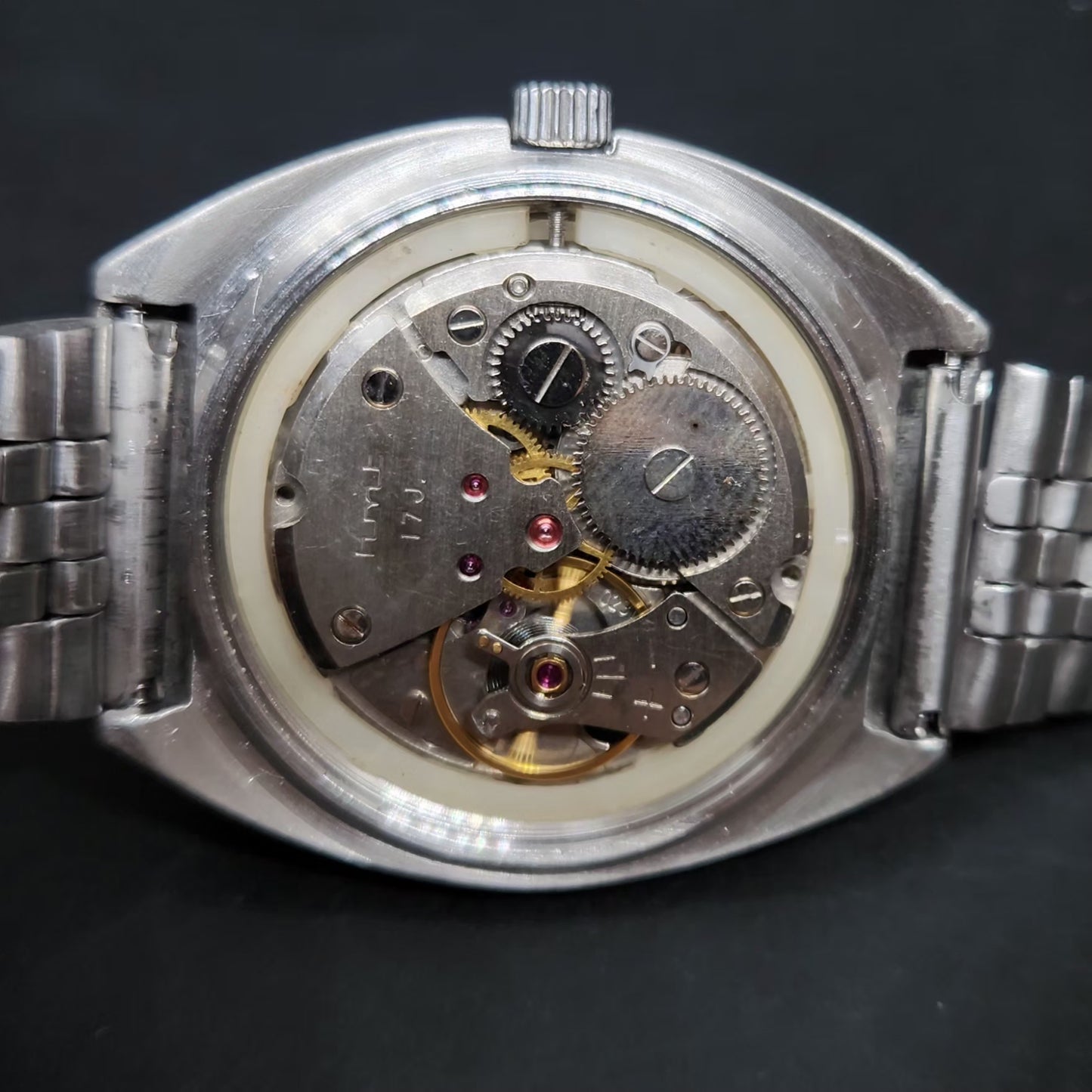 Vintage Original HMT Arjun Hand Winding 17 Jewels Grey Face Men's Wrist Watch HM80