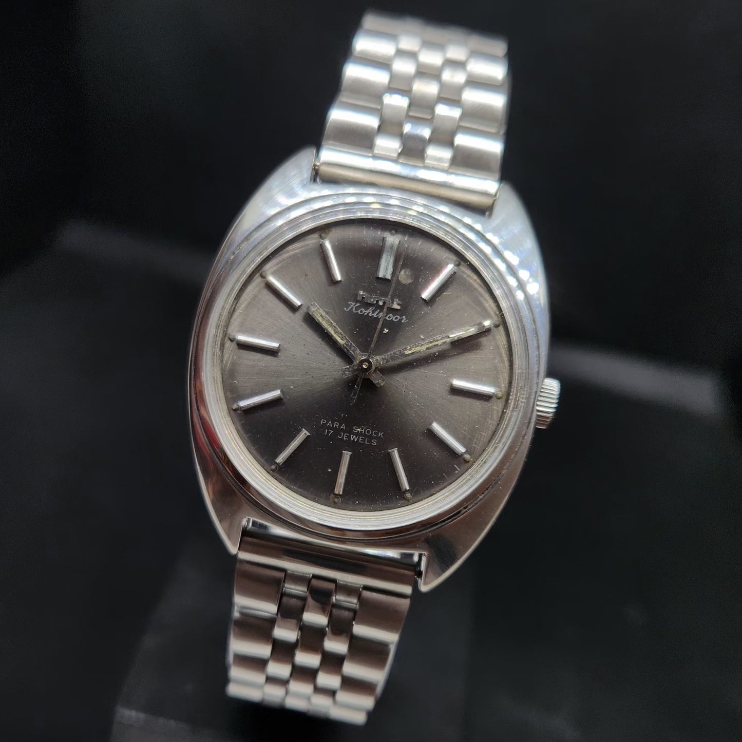 Vintage Original HMT Kohinoor Hand Winding 17 Jewels Grey Face Men's Wrist Watch HM81