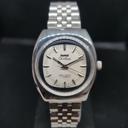 Vintage Original HMT Chethan Hand Winding 17 Jewels Silver Face Men's Wrist Watch HM82