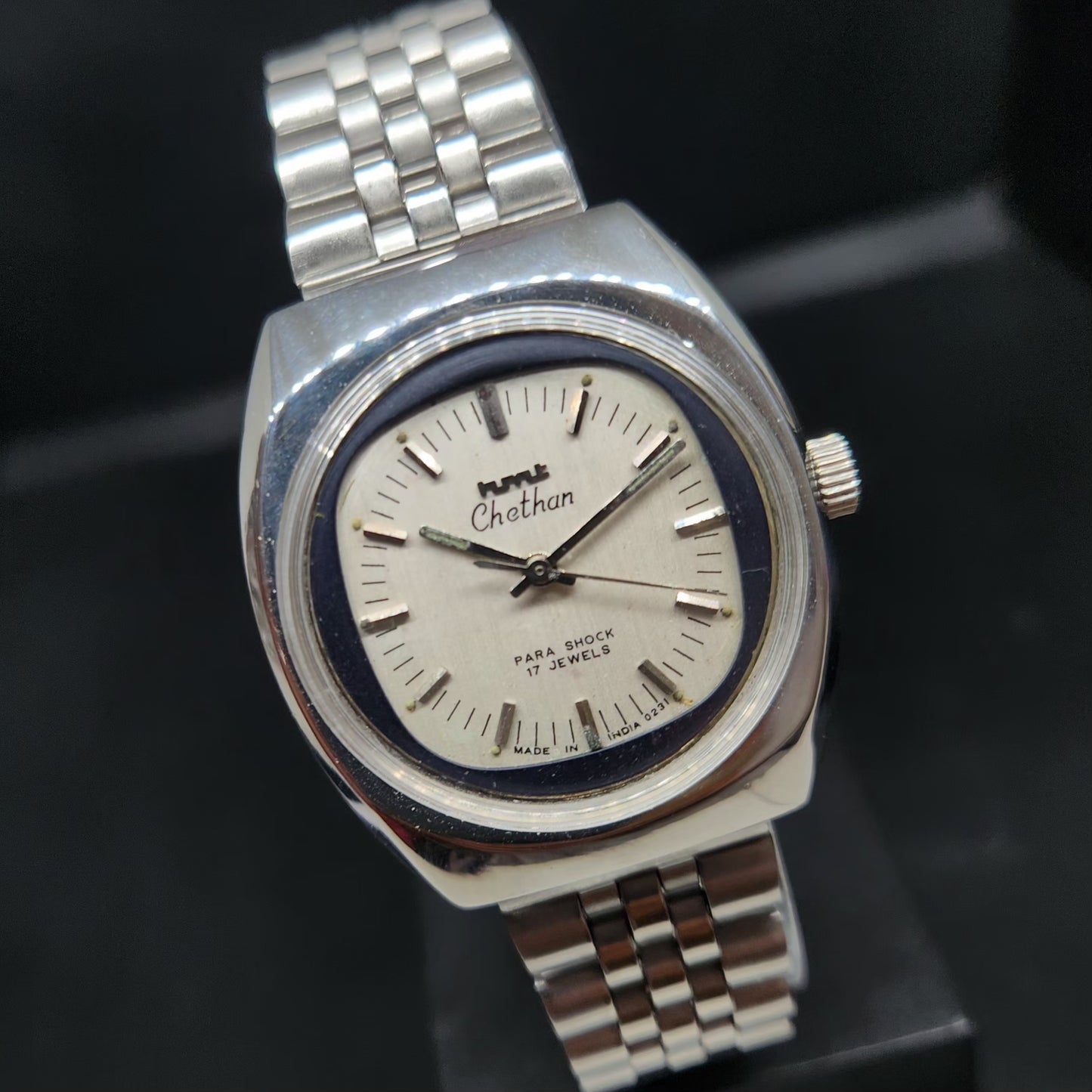 Vintage Original HMT Chethan Hand Winding 17 Jewels Silver Face Men's Wrist Watch HM82