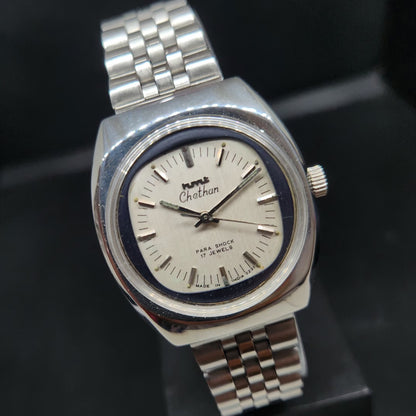 Vintage Original HMT Chethan Hand Winding 17 Jewels Silver Face Men's Wrist Watch HM82