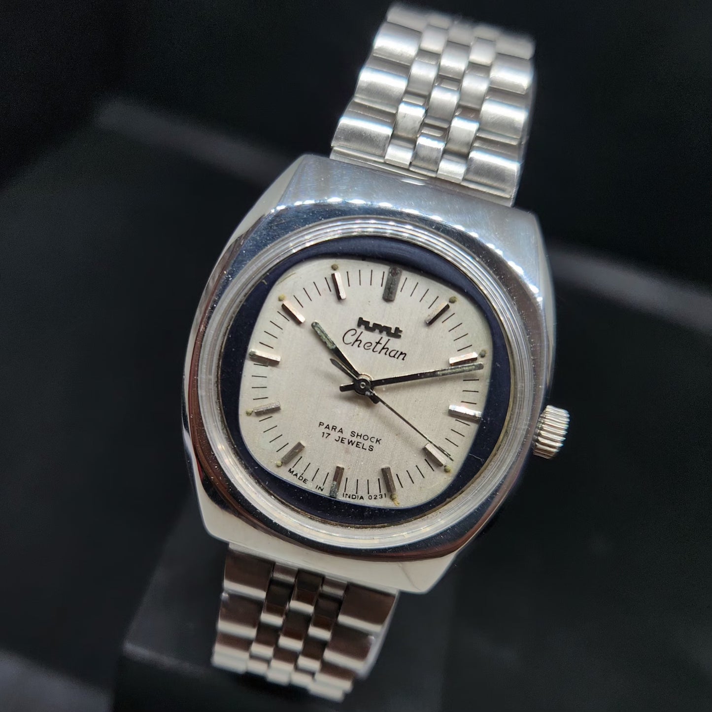 Vintage Original HMT Chethan Hand Winding 17 Jewels Silver Face Men's Wrist Watch HM82