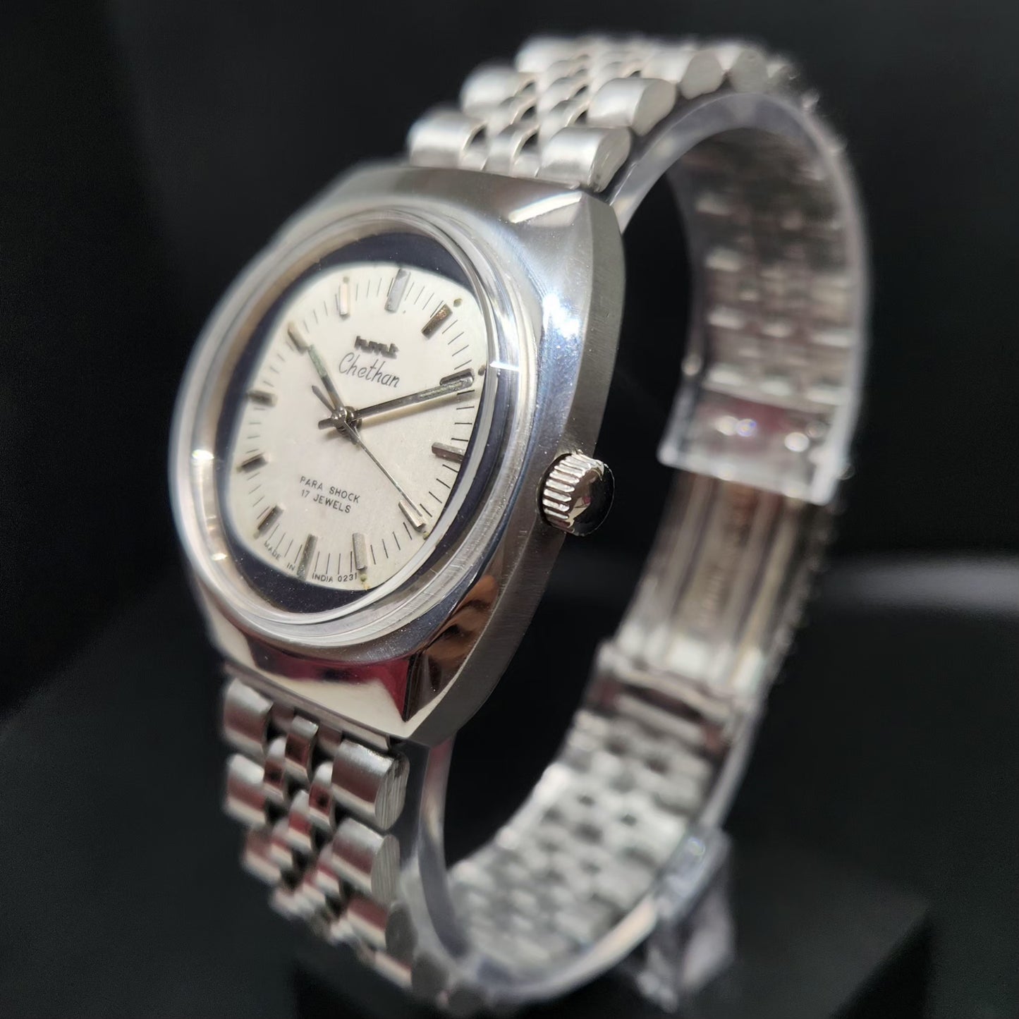 Vintage Original HMT Chethan Hand Winding 17 Jewels Silver Face Men's Wrist Watch HM82