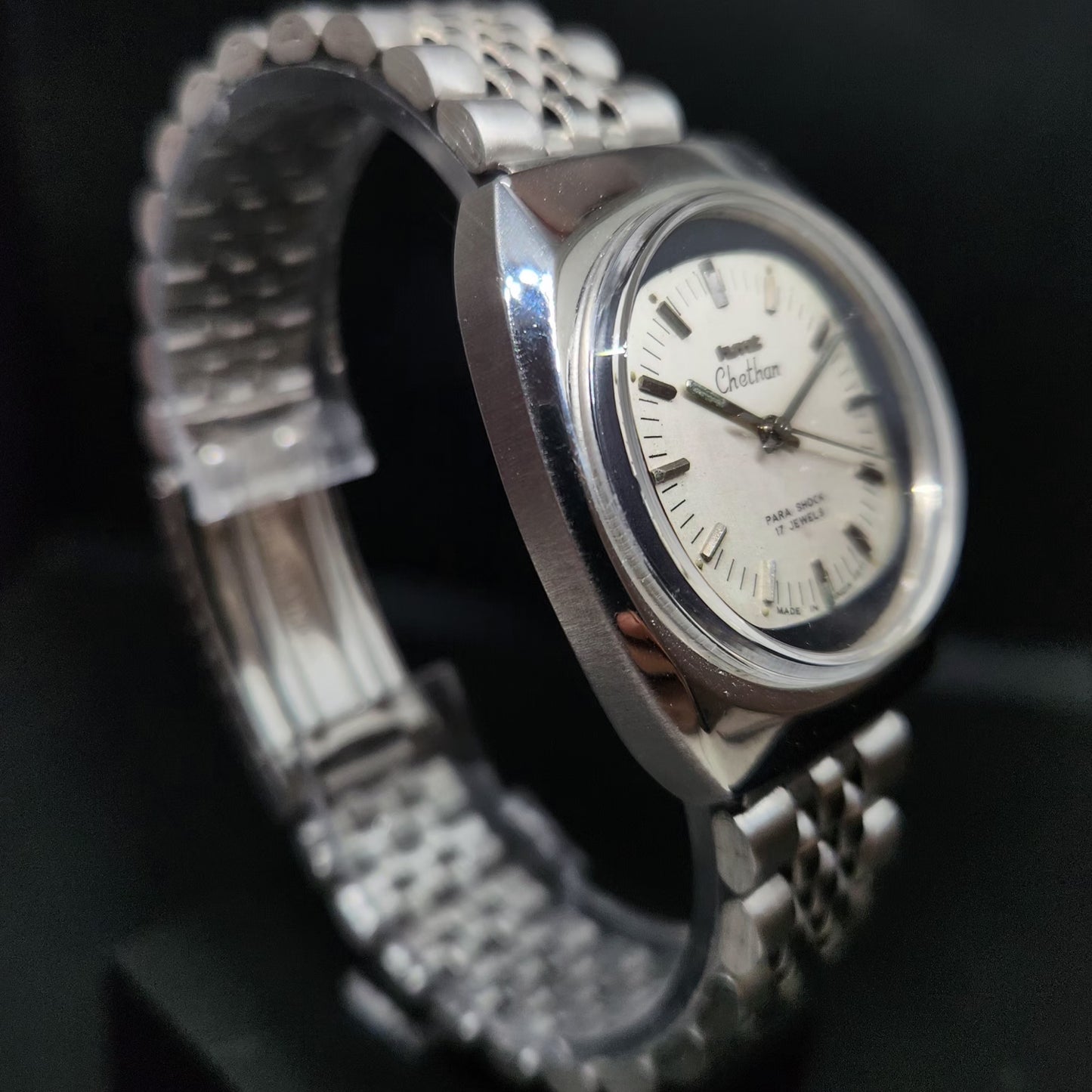 Vintage Original HMT Chethan Hand Winding 17 Jewels Silver Face Men's Wrist Watch HM82