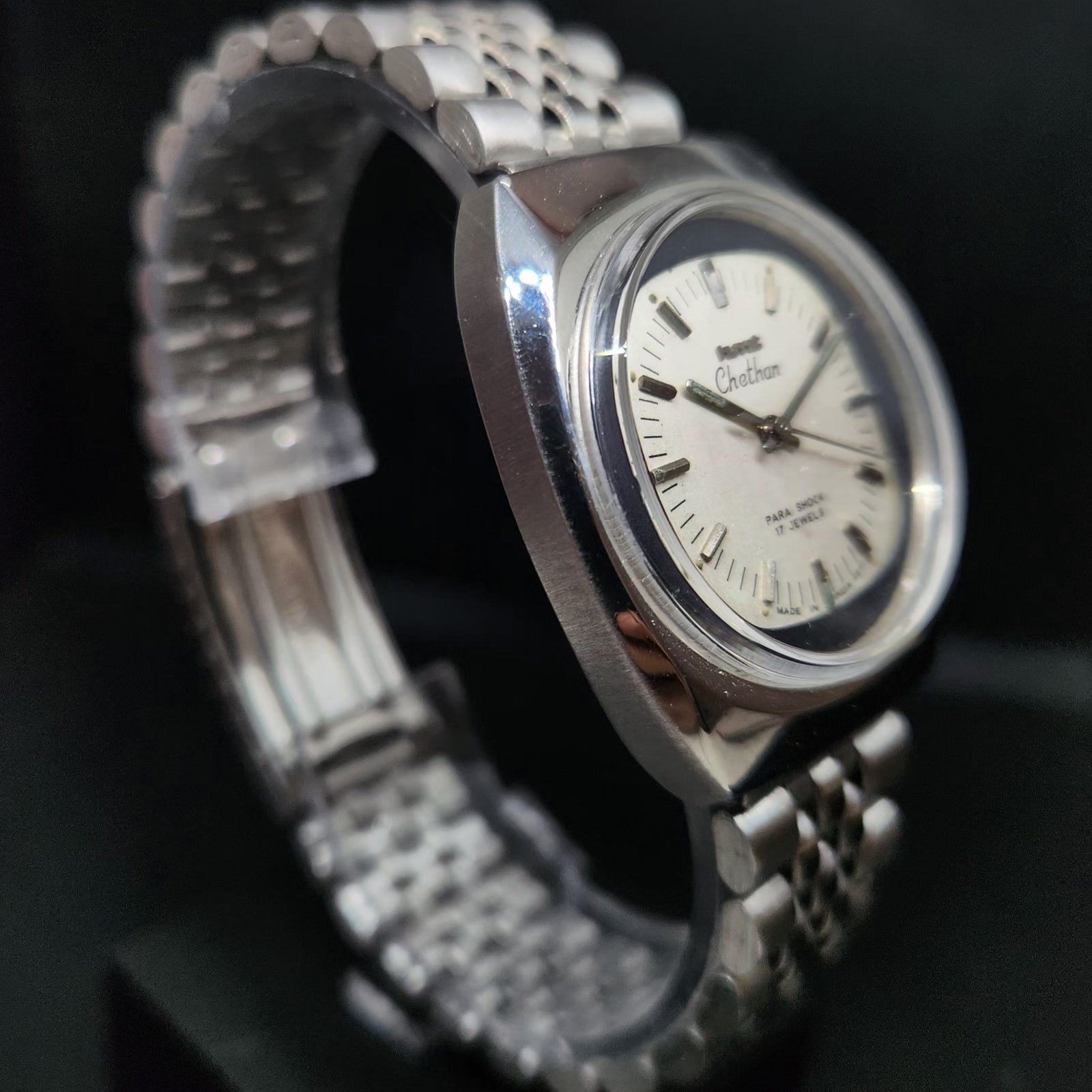 Vintage Original HMT Chethan Hand Winding 17 Jewels Silver Face Men's Wrist Watch HM82