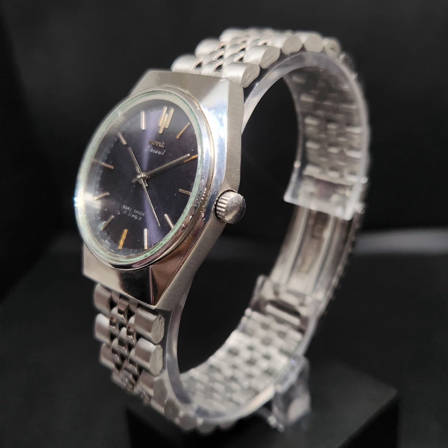 Vintage Original HMT Trisul Hand Winding 17 Jewels Purple Face Men's Wrist Watch HM83