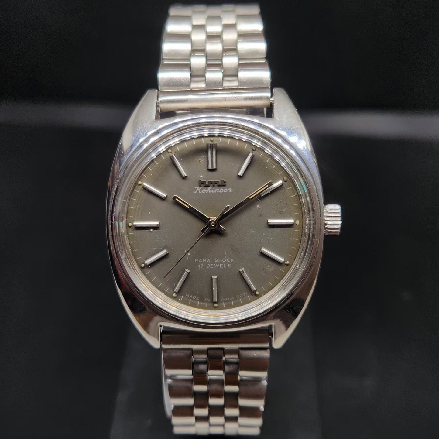 Vintage Original HMT Kohinoor Hand Winding 17 Jewels Grey Face Men's Wrist Watch HM85