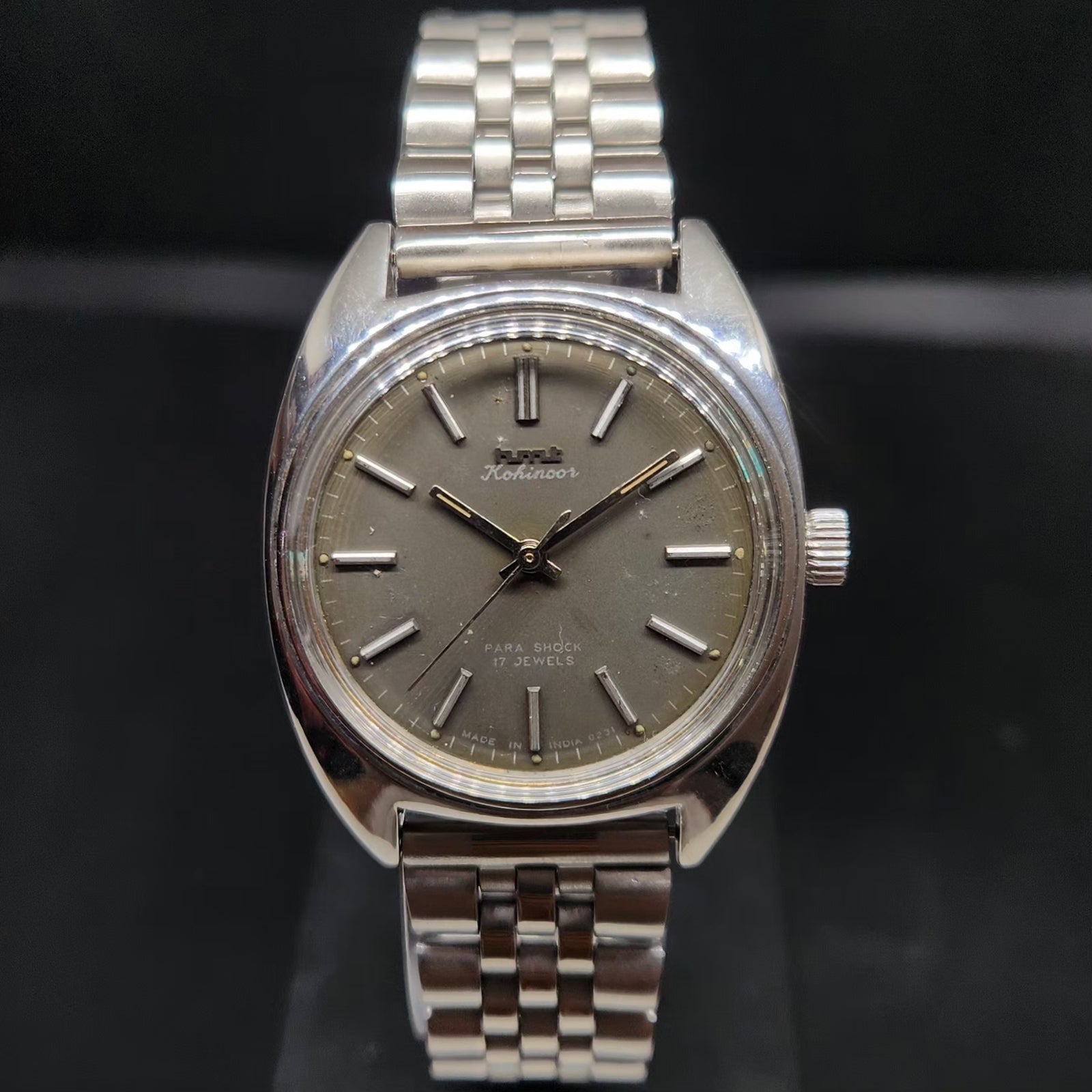 Vintage Original HMT Kohinoor Hand Winding 17 Jewels Grey Face Men's Wrist Watch HM85