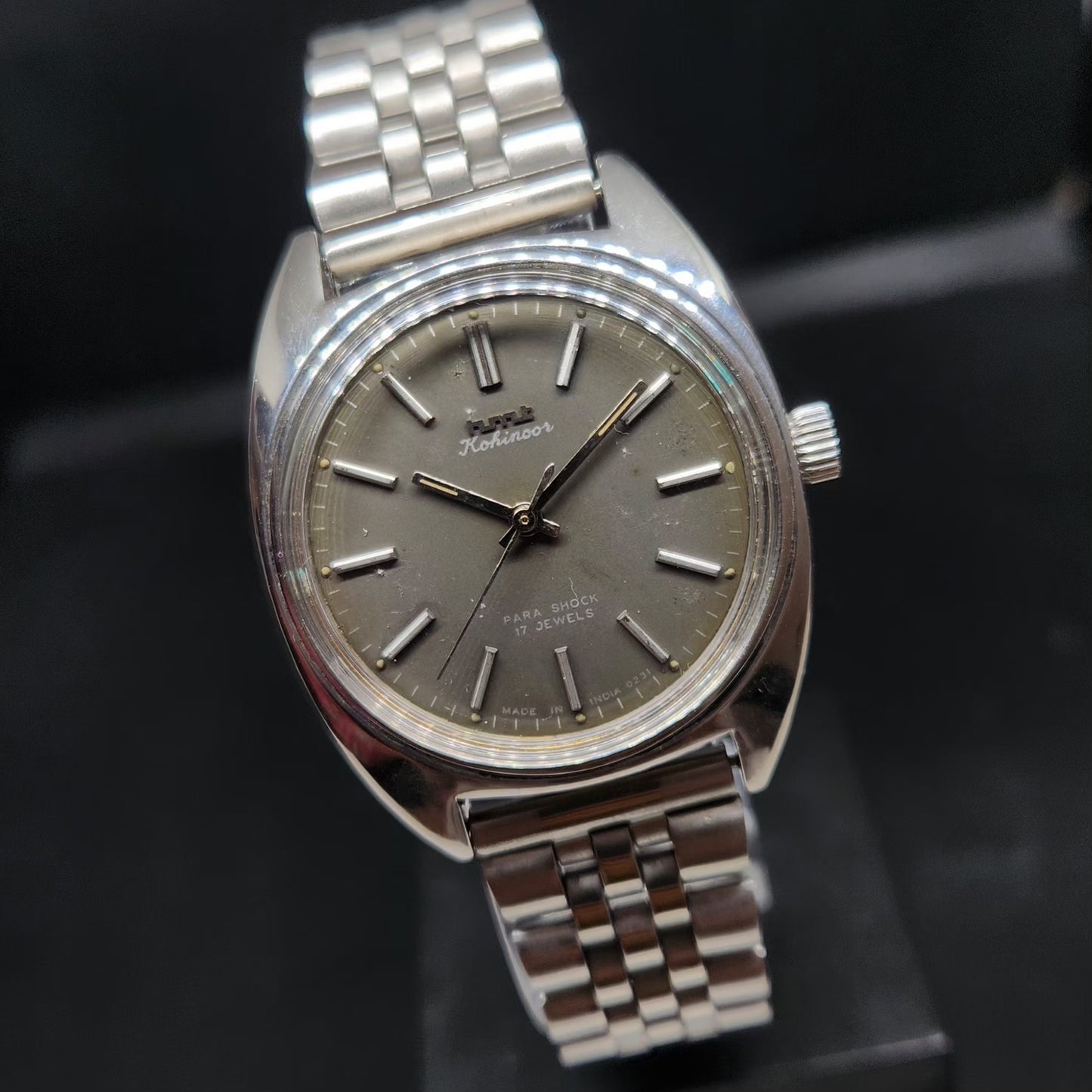 Vintage Original HMT Kohinoor Hand Winding 17 Jewels Grey Face Men's Wrist Watch HM85