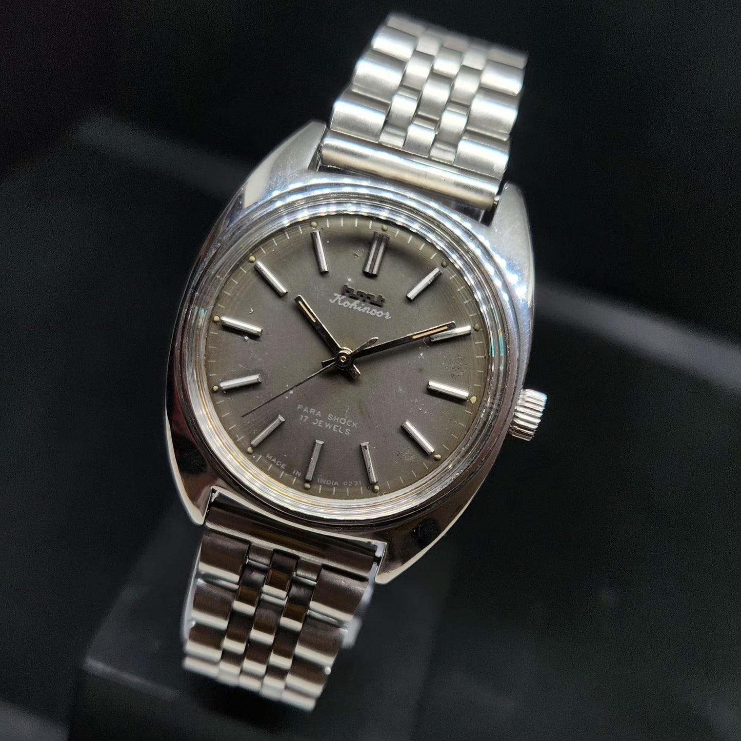Vintage Original HMT Kohinoor Hand Winding 17 Jewels Grey Face Men's Wrist Watch HM85