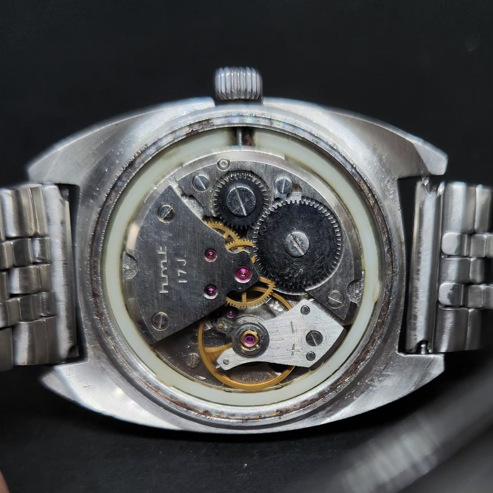 Vintage Original HMT Kohinoor Hand Winding 17 Jewels Grey Face Men's Wrist Watch HM85
