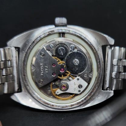 Vintage Original HMT Kohinoor Hand Winding 17 Jewels Grey Face Men's Wrist Watch HM85