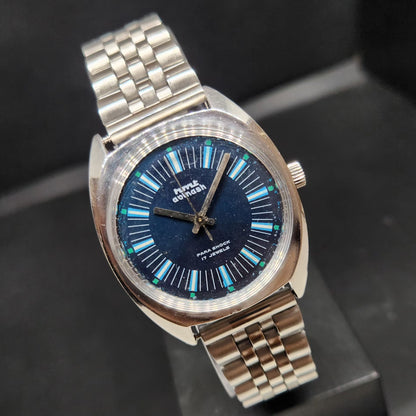 Vintage Original HMT Avinash Hand Winding 17 Jewels Blue Face Men's Wrist Watch HM86