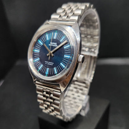 Vintage Original HMT Avinash Hand Winding 17 Jewels Blue Face Men's Wrist Watch HM86