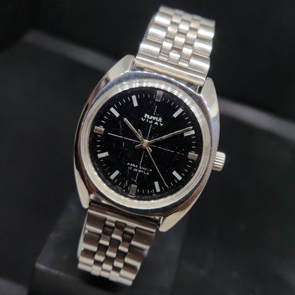 Vintage Original HMT Vijay Hand Winding 17 Jewels Black Face Men's Wrist Watch HM87